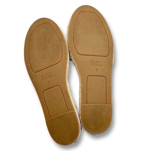 Eileen Fisher Lala Leather Espadrille Flats Black Size 8 Ankle Strap Sandals - Picture 14 of 15